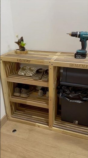 DIY Modern Shoe Rack Build Timelapse | Makita & WORKPRO Tools + Laser Engraving with Sculpfun Pro