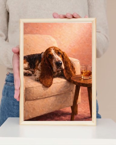 Basset Hound Whiskey Painting, Cozy Dog Oil Print, Whimsical Pet Lover Gift (digital Download) - Etsy