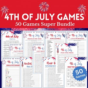 4th of July Games Bundle, 50 Game SUPER Bundle, Fourth of July Party Games, Independence Day Games, Patriotic Games, 4th of July Trivia - Etsy