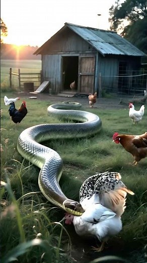 🐍🐔Giant snake eats a chicken 🐓