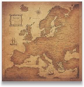Amazon.com: Conquest Maps Push Pin Europe Map Board - With Push Pins to Mark Europe Travel - Handmade in Ohio, USA - Design: Golden Aged : Office Products