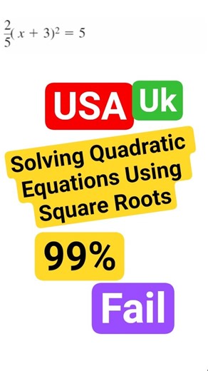 Solving Quadratic Equations Using Square Roots | Easy Step-by-Step Math_3#maths