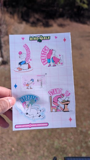 Pink Visual Reminders Bird Sticker Sheet | Self Care Planner Stickers, ADHD Water Bottle Stickers - Etsy