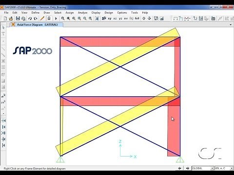 SAP2000 - 09 Tension-only Bracing: Watch & Learn