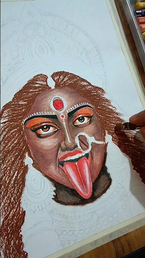 "Divine Kali Maa Drawing 🕉️ Step by Step" #art #kalimaa #drawing #shortviral