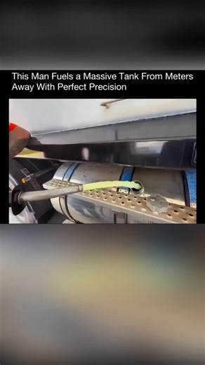 Silicon Web🆇 | This clip shows a fuel operator accurately filling a large vehicle tank from several meters away using a high-flow industrial fueling... | Instagram