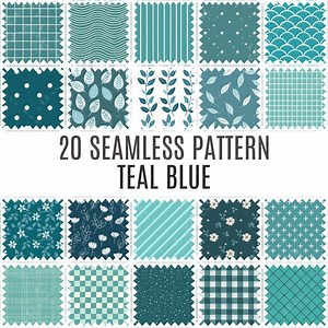 20 Teal Blue Seamless Patterns - High-resolution Digital Papers - Commercial Use Scrapbooking & Crafting - Instant Download - Etsy