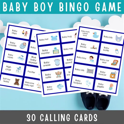Baby Boy Bingo Game Printable | Baby Shower Activity for Boys, Gender Reveal Party Game, Newborn Celebration Bingo for Families & Friends - Etsy