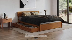 AFI Capri Light Toffee Natural Bronze Solid Wood Frame King Platform Bed with Panel Footboard and Storage Drawers AR968715T