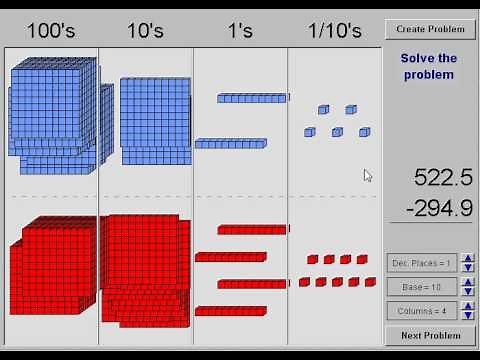 Subtracting Decimals with Base Ten Blocks