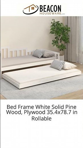 Bed Frame White Solid Pine Wood Plywood 35.4X78.7 in Rollable