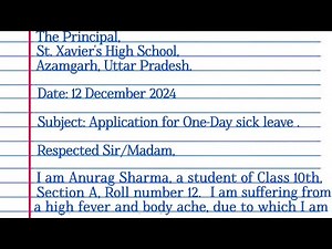 How to Write an Application for Sick Leave | One-Day Leave Application Format