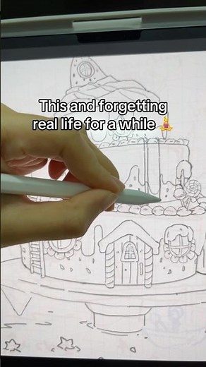 Time slips faster when you draw 💆‍♀️ #lineart #cozyart #picturebookillustration #environmentdesign