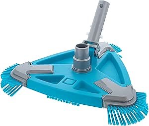 U.S. Pool Supply Deluxe Weighted Triangular Pool Vacuum Head with Side Brushes, Swivel Connection, EZ Clip Handle - For Above Ground & Inground Swimming Pools – Vinyl Liner Floor, Step, Corner Cleaner