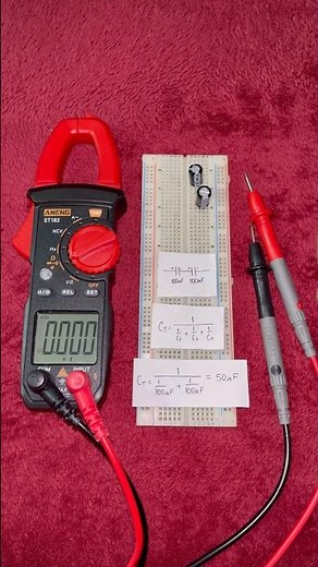 How to measure and calculate the capacitance of capacitors in series #electronics