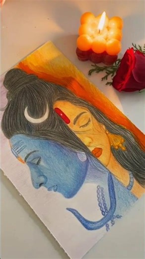 Where Shiva meets Shakti , one eternal energy🌸 #mahashivratri #shivshakti #shivparvatidrawing