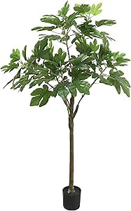 5.5FT Artificial Fiddle Leaf Fig Tree Plant,Fake Fiddle Leaf Fig Tree with Fruit，Faux Plant in Pot Fig Artificial Tree for Office Indoor Outdoor Garden Living Room Home Decor(1PCS)