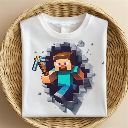 Pixel Miner T-shirt, Block Game Character Shirt, Gamer Graphic Tee for Kids & Adults, Fun Video Game Style Shirt, Gift for Gamers - Etsy