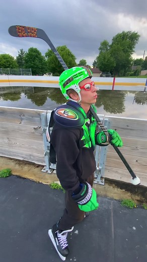 Outdoor Summer Hockey Rink with Green Machine