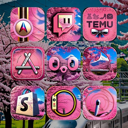 App Icon Pack Sakura Fuji Glitter Icons for Ios & Android, Customize Home Screen - Etsy