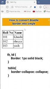 🔥Create table using Html | How to convert double border into single | using border-collapse property