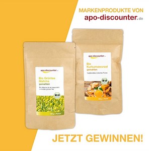 💥 Gewinne das Bio Kurkumawurzel Pulver und das Bio Grüntee Matcha Pulver von apo-discounter.de! 💥 Lass Dich mit dem Bio Grüntee Matcha Pulver in die Welt der japanischen Teezeremonien entführen und werde mit dem Bio Kurkumawurzel Pulver in der Küche kreativ. Besonders in der thailändischen Küche wird auf die gelbe Wurzel als Zutat gesetzt. Aber auch in Rohkostsalaten, als Golden Milk oder Kurkuma-Latte macht sich die Wunderknolle gut. 🍵🥗🥘 So kannst Du mit etwas Glück gewinnen: 💛 Werde Fan 