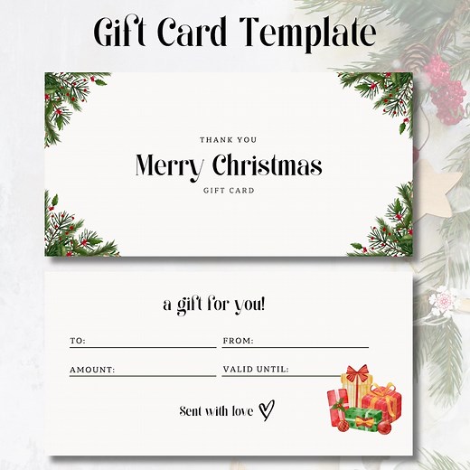 Christmas Gift Certificate Template Holiday Gift Card 2025 Christmas Card Gift Editable DIY Gift Card Printable Digital Download - Etsy