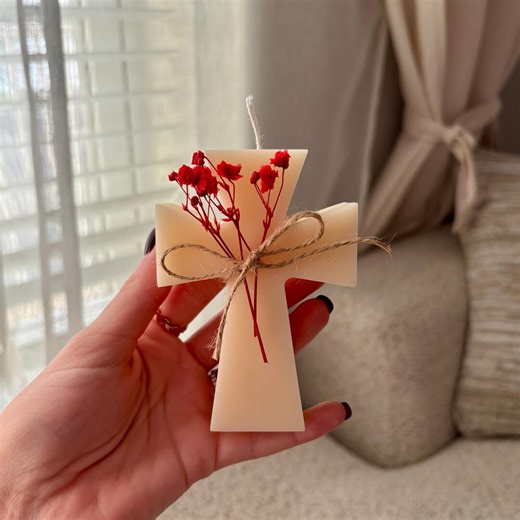 Cross Candle Organic Premium Soy Wax Handcrafted Decoration - Etsy