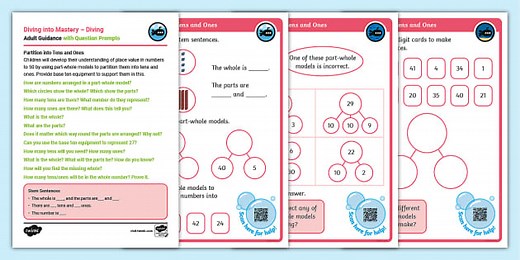 Year 1 Diving into Mastery: Step 5 Partition into Tens and Ones Activity Cards