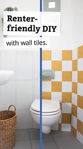 94 reactions · 6 comments |  Style Update: How to Give Your Bathroom a New Look!  Our “Micro Cement Gold” and “White” self-adhesive wall tiles are your perfect partner for creative DIY projects! #RenterFriendly #dcfix #walltiles #bathmakeover #diy | d-c-fix | Facebook