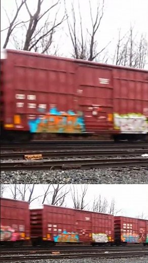 Big CSX boxcar train.