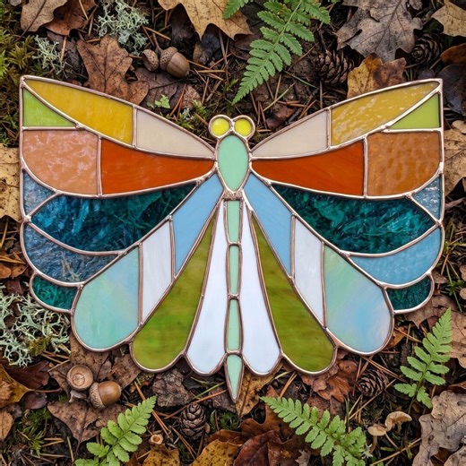 Art Deco Stained Glass Dragonfly Pattern: Suncatcher Design (PDF Pattern, plus SVG & PNG)