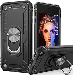 IDweel for iPod Touch 7 Case, for iPod Touch 6 Case with Car Mount,Hybrid Rugged Shockproof Protective Cover with Built-in Kickstand for for iPod Touch 5 6 7th Generation, Black