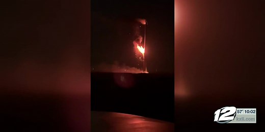Wind turbine struck by lighting, catches fire