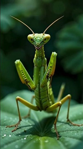 Aggressive Mantis Displaying Hunting Behavior