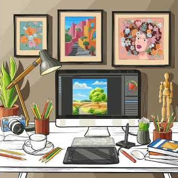 Paint by Number for computer table with books||colour by Number