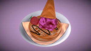 Waffle Ice Cream - 3D model by Priska.Kandini