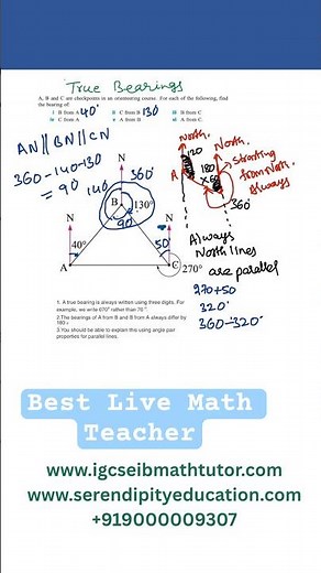 Live Math Tutor . True Bearings Trigonometry IGCSE IB Maths