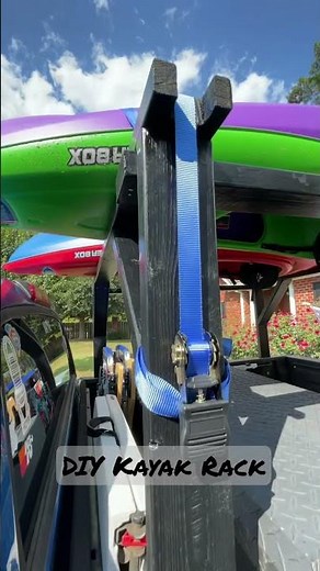 My DIY Kayak Rack for less than $50. Easy to make and easy to disassemble and store.