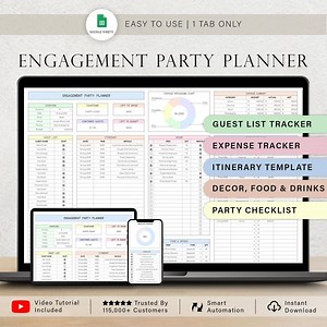 Engagement Party Planner Spreadsheet Engagement Planning Template Guest List Checklist Budget Tracker Itinerary Decor Food Google Sheets - Etsy