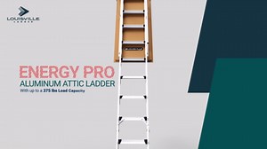 Louisville Ladder Energy Efficient 7 ft. 8 in. to 10 ft. 3 in., 25.5 in. x 54 in. Insulated Aluminum Attic Ladder, 375 lbs. Load Capacity AH2540MG-R5