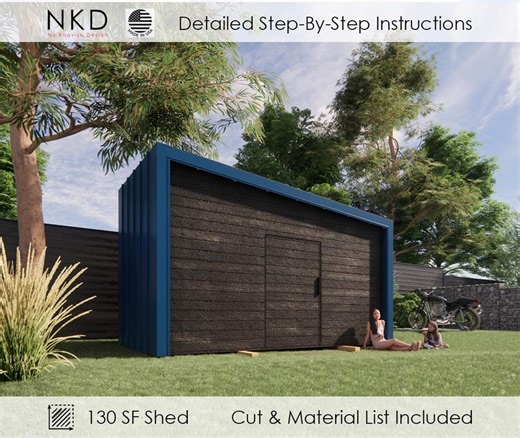 8x16 Modern Shed Plans PDF | Step-by-step DIY Blueprint With Material & Cut List | Garden Storage or Wood Storage Plan - Etsy