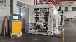 6 color 120 meter/min stack flexo printing machine, bopp film test. 1. Double unwinding and double rewinding. 2. Auto tension and auto web guide system. 3. ceramic anilox roller with chamber doctor blade. 4. Color registration( electrical adjustment) | Wenzhou Chenyue Machinery Technoloogy Co.,Ltd
