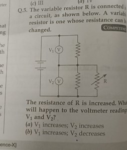 Q.5. The variable resistor R is connected i a circuit, as shown... | Filo