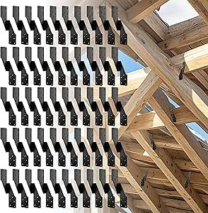 Black Hurricane Straps Tie Brackets,Hurricane Clips,18-Gauge Hurricane Ties for Rafters/Pergola Rafter/Seismic (Left 50 pcs)