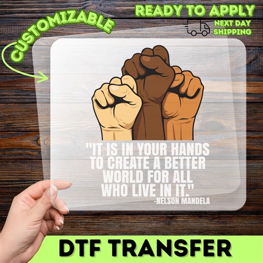 Nelson Mandela Quote DTF Transfer, Unity Fist Social Justice Ready to Press, Empowering Iron-on Decal for Activism - Etsy UK