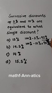 6.8K views · 87 reactions | Lower than the sum of the two successive discounts. #discounts #learning #basic #numbers #fbreels2025ツ | Math Fannatics | Facebook