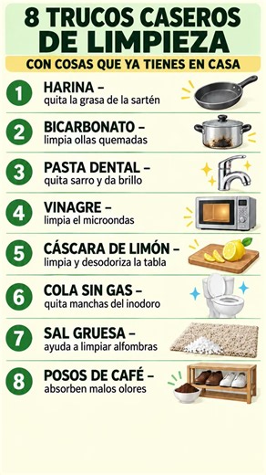 8 trucos caseros de limpieza que sí funcionan #TrucosDeLimpieza #LimpiezaDelHogar #ConsejosDeCasa