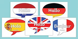 Mixed Language Hello Speech Bubble Posters