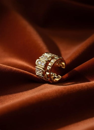 14K Gold Geometric Ear Cuff - Etsy